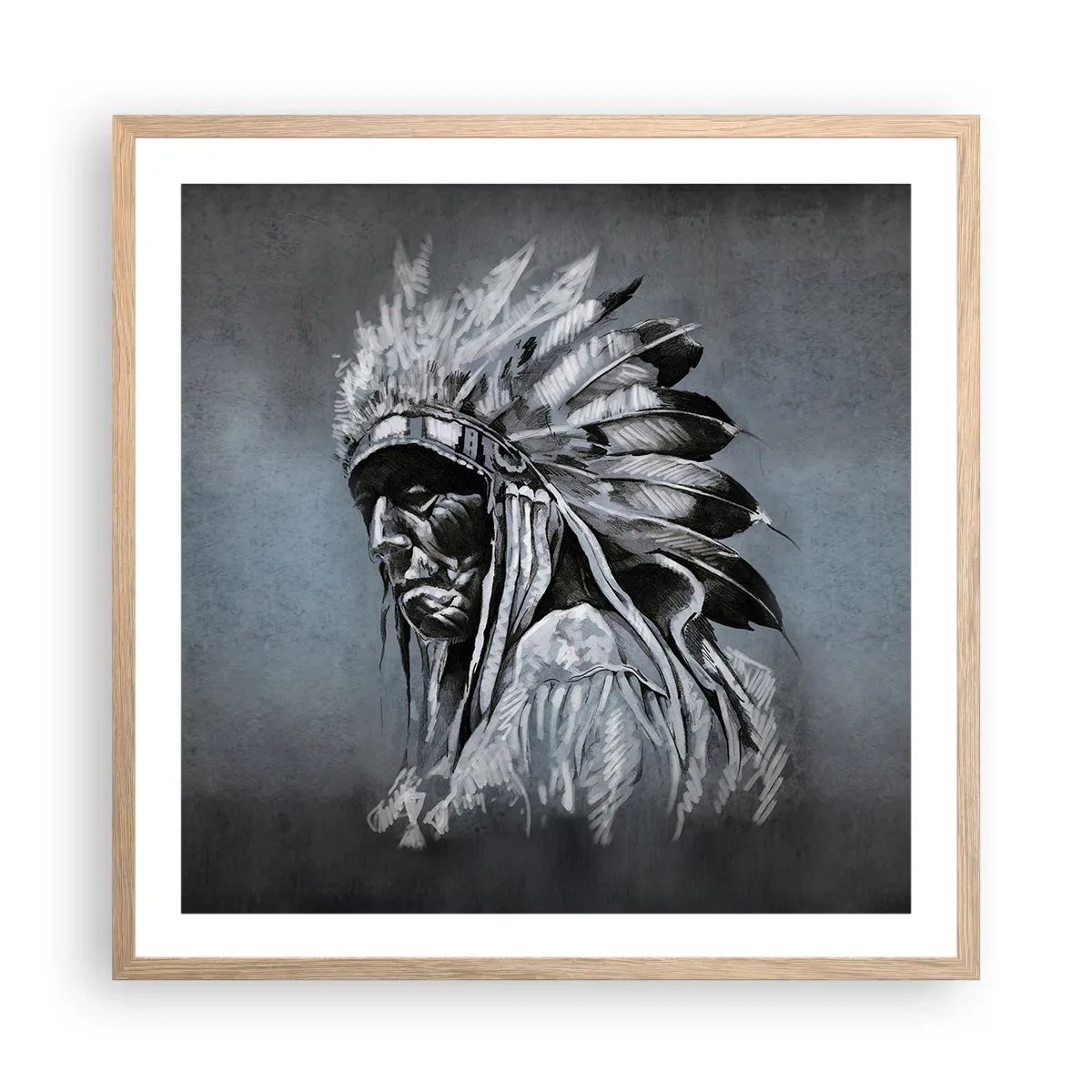 Plakat i ramme af lyst egetræ - Tilbage til rødderne - 60x60 cm