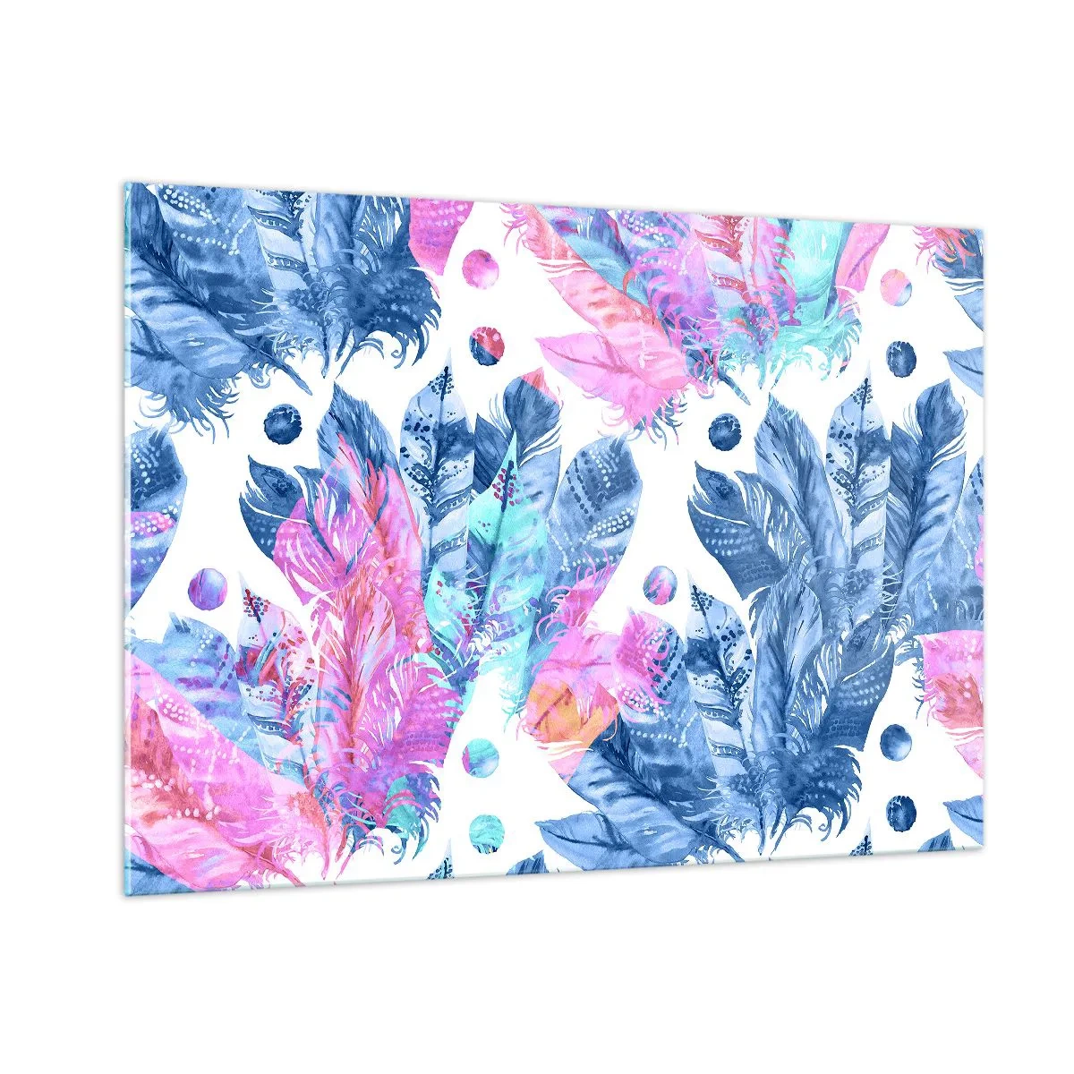 Billede på glas - Plys i lyserød og blå - 100x70 cm