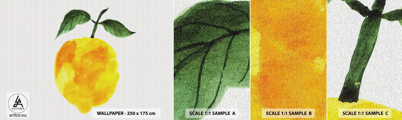 Prøve Fototapet Selvklæbende Deluxe Sticker - Hvordan man kender smagen af solen - Citron, Køkken, Frugt - 100x30 cm