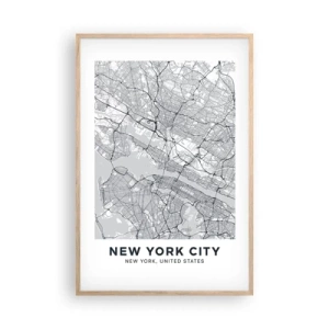 Plakat i ramme af lyst egetræ - Anatomi af en storby - 61x91 cm