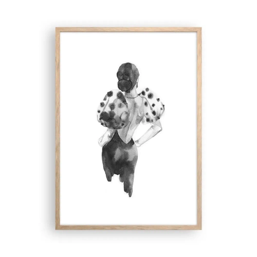 Plakat i ramme af lyst egetræ - Den gik lige forbi - 50x70 cm