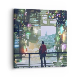 Lærredstryk - Billede på lærred - To verdener - 30x30 cm