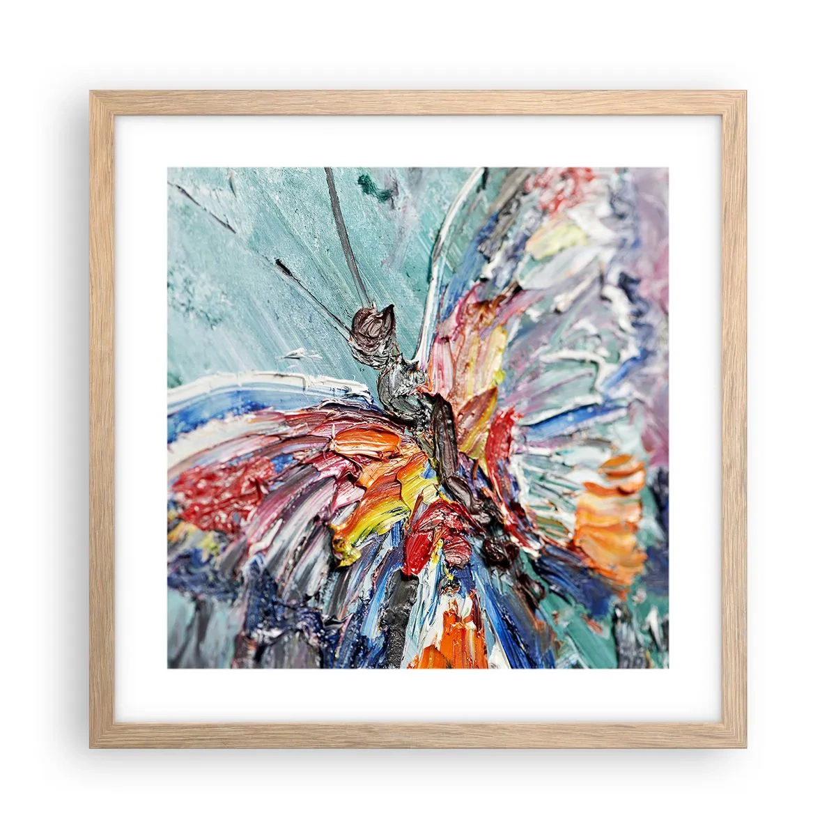 Plakat i ramme af lyst egetræ - Malet af naturen - 40x40 cm