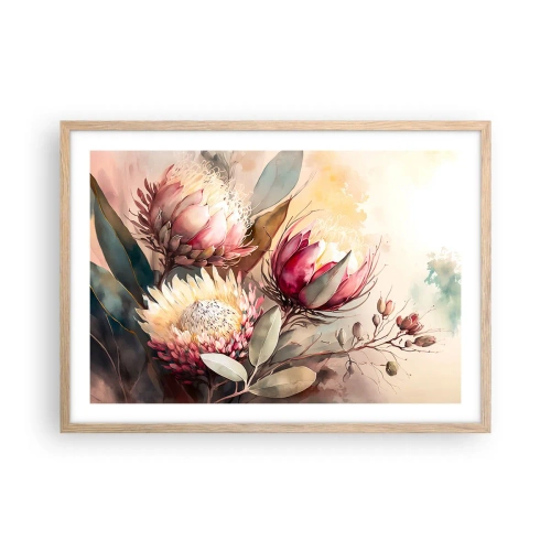 Plakat i ramme af lyst egetræ - I profil og en face - 70x50 cm