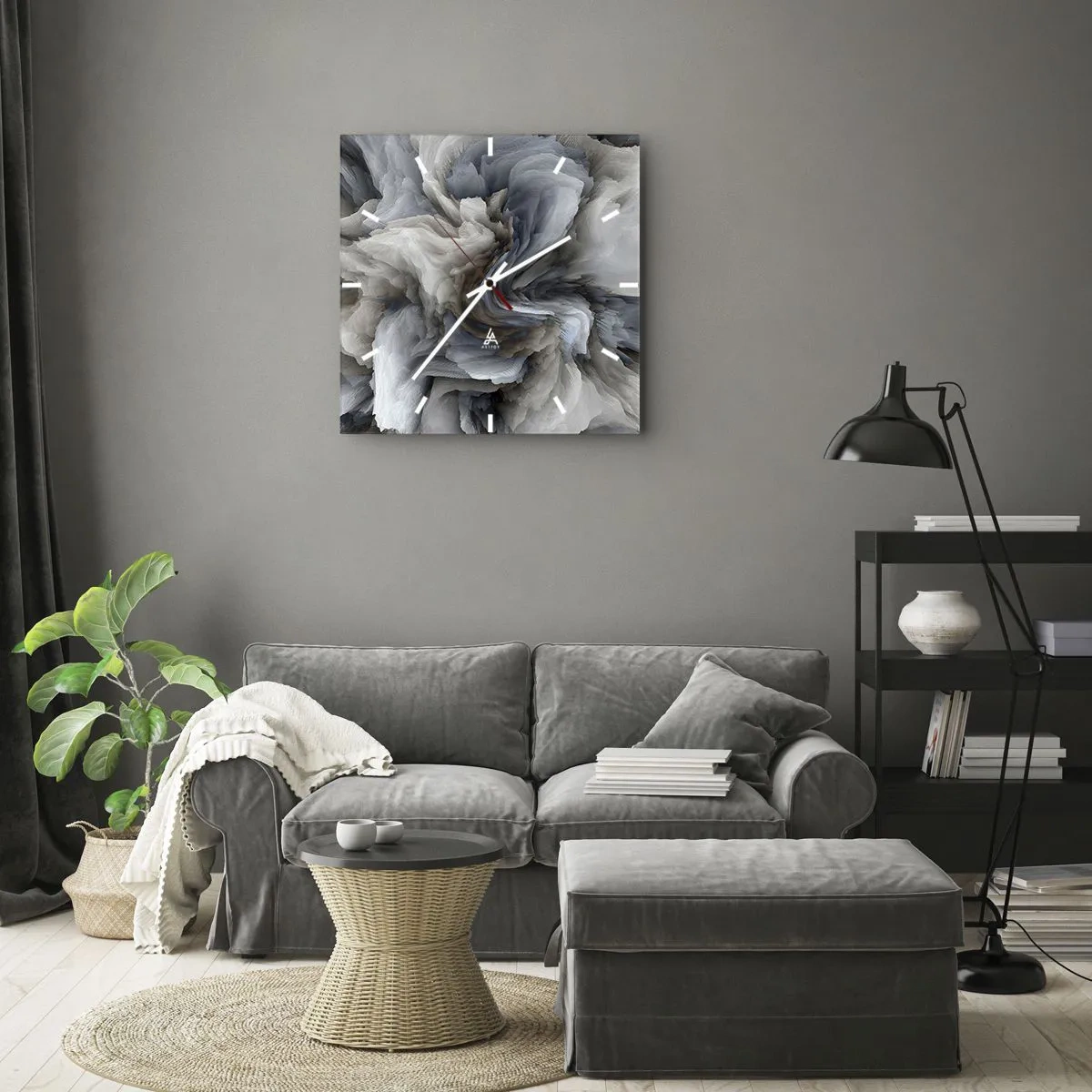 Vægur, Uret - Sten og blomst - 40x40 cm
