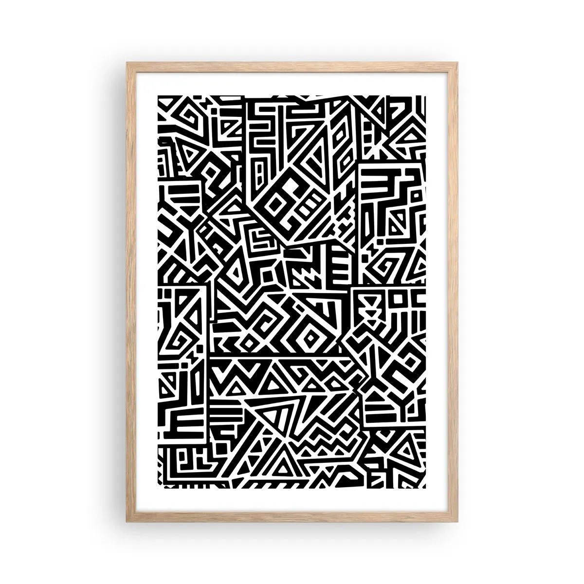 Plakat i ramme af lyst egetræ - Præcolumbiansk sammensætning - 50x70 cm