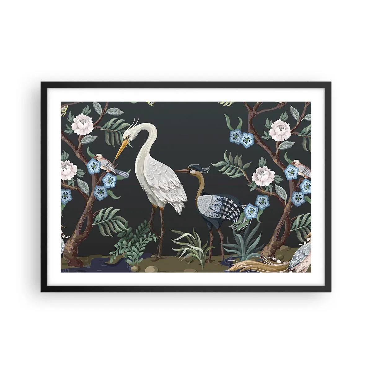 Plakat i sort ramme - Fugleparade - 70x50 cm