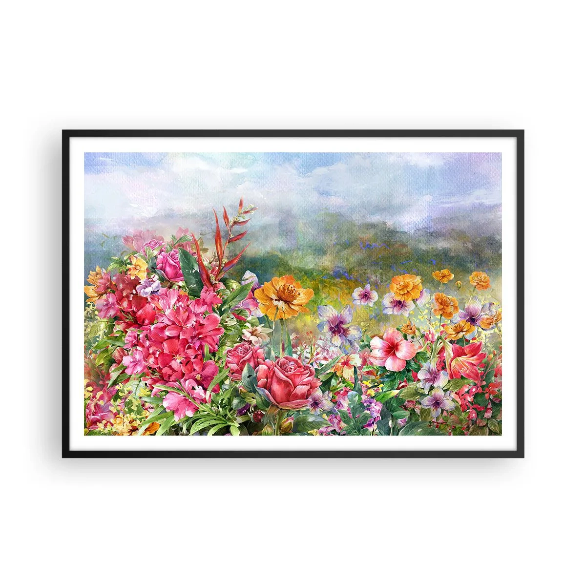 Plakat i sort ramme - En have, der er gået amok - 100x70 cm