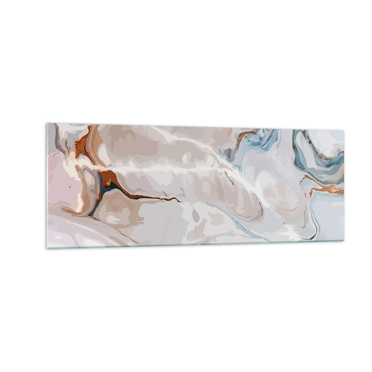 Billede på glas - Blå slynger sig under det hvide - 140x50 cm