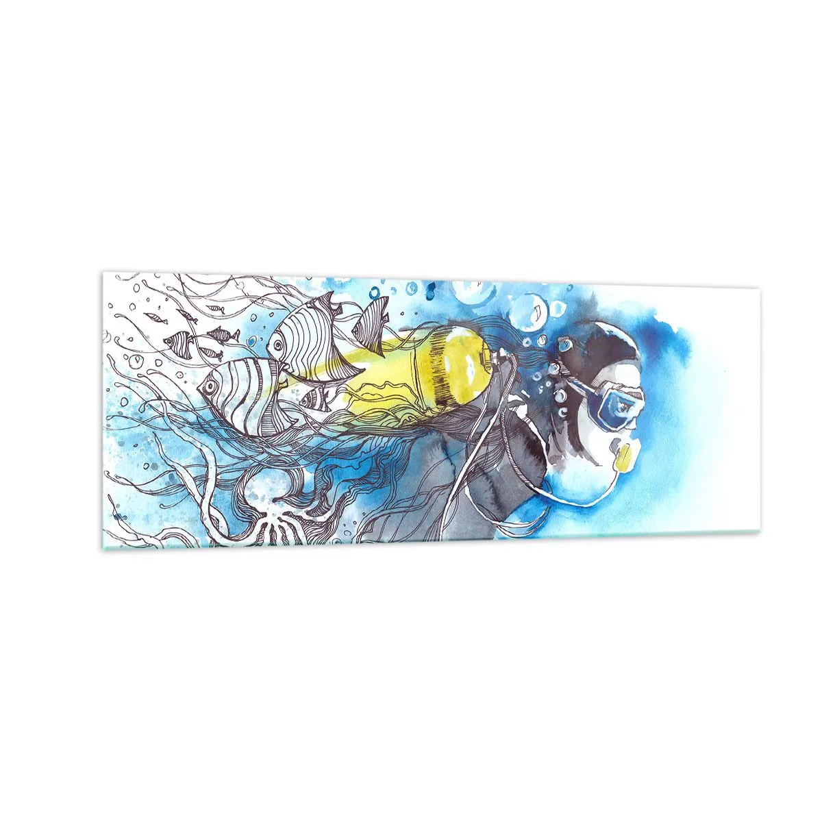 Billede på glas - Stor blå - 140x50 cm
