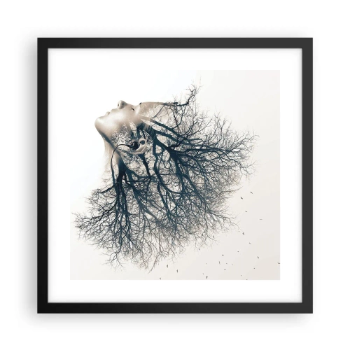 Plakat i sort ramme - Lyttede til træets hvisken - 40x40 cm