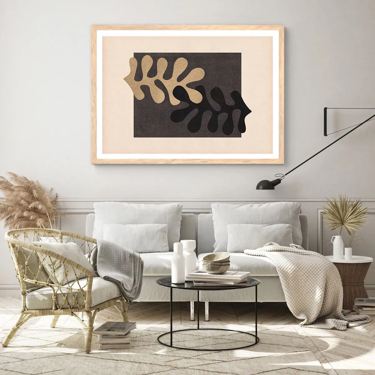 Plakat i ramme af lyst egetræ - Fravær og supplement - 91x61 cm