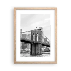 Plakat i ramme af lyst egetræ - New York stemning - 30x40 cm