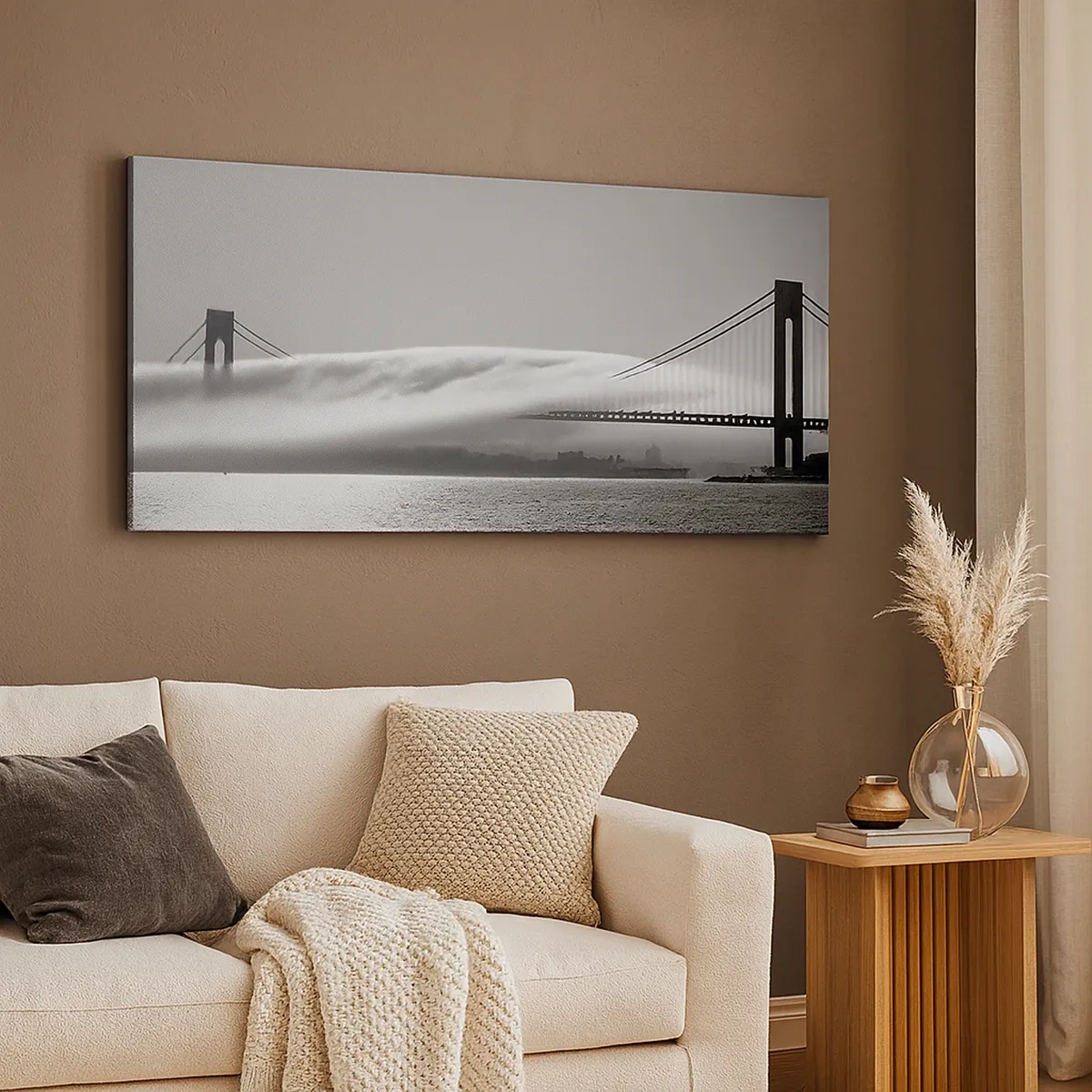 Lærredstryk - Billede på lærred - Sejl gennem Golden Gate - 30x30 cm