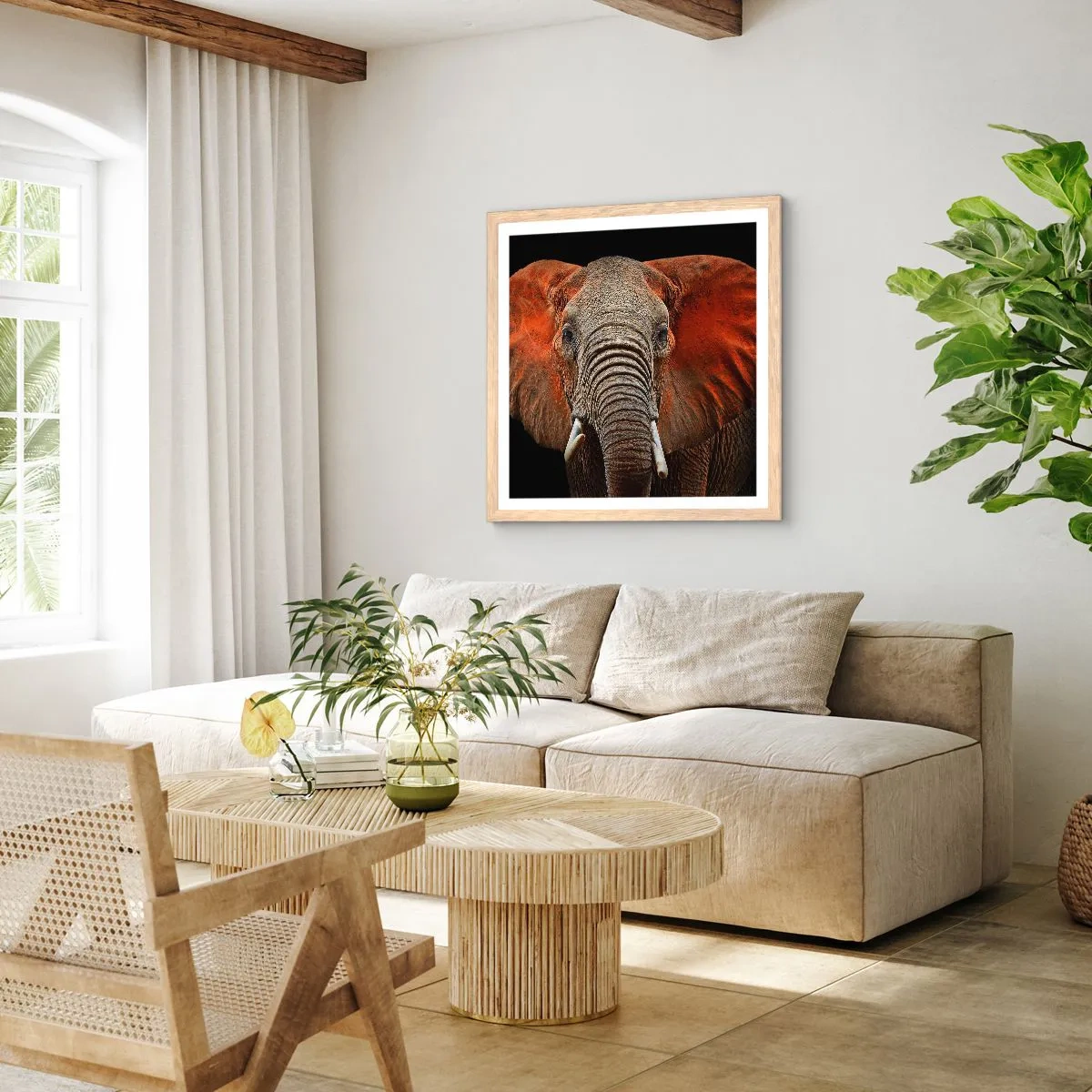 Plakat i ramme af lyst egetræ - Jeg er vild, er du? - 50x50 cm