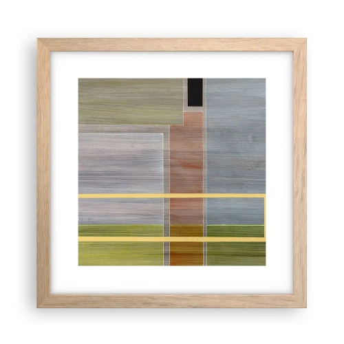 Plakat i ramme af lyst egetræ - Lige og rolig - 30x30 cm