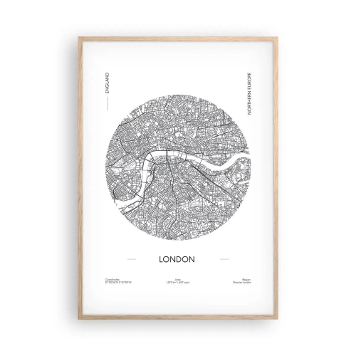 Plakat i ramme af lyst egetræ - Londons anatomi - 70x100 cm