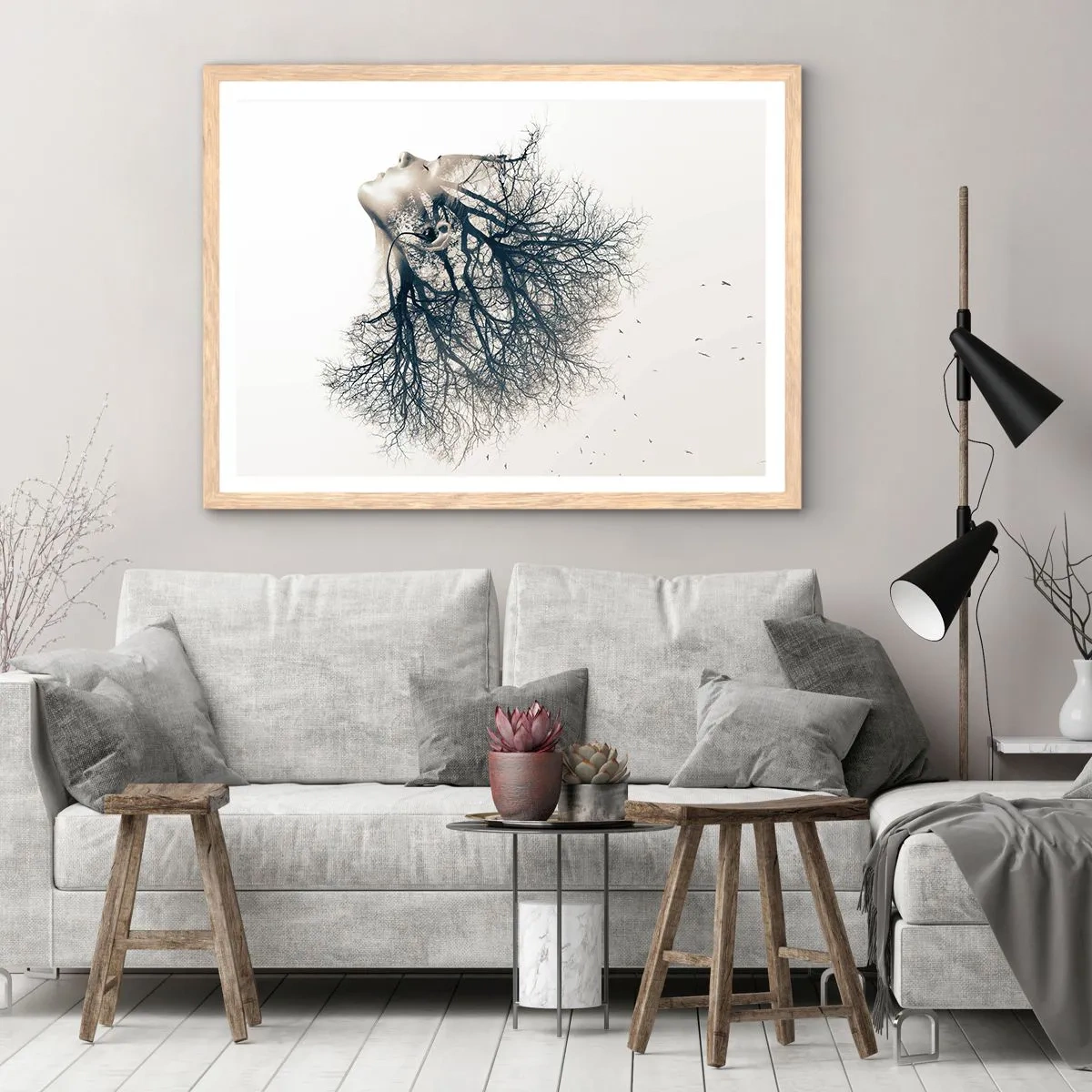 Plakat i ramme af lyst egetræ - Lyttede til træets hvisken - 40x30 cm