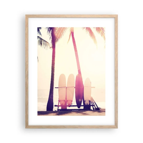 Plakat i ramme af lyst egetræ - Det bliver en fantastisk dag - 40x50 cm