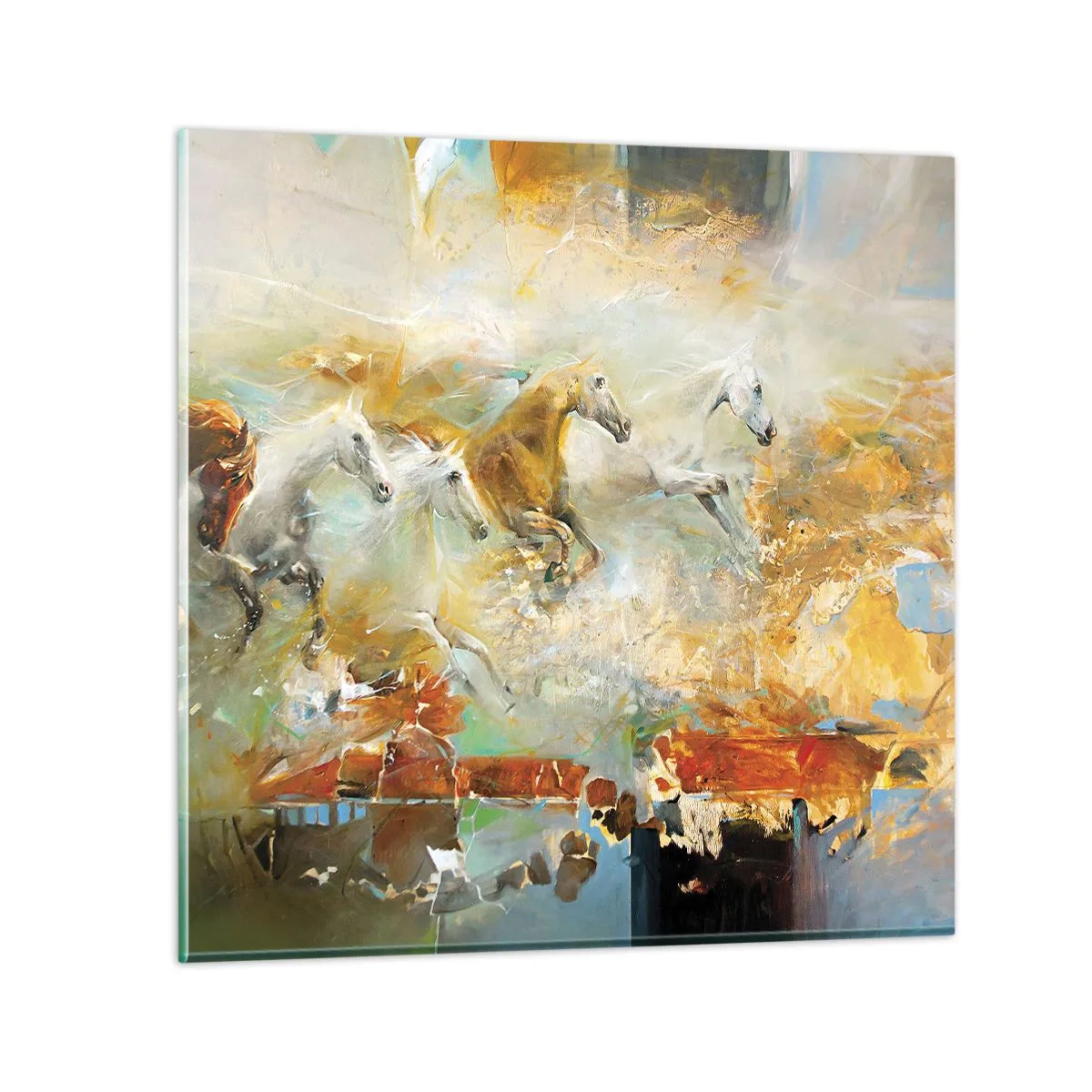 Billede på glas - Galopperer gennem lyset - 30x30 cm