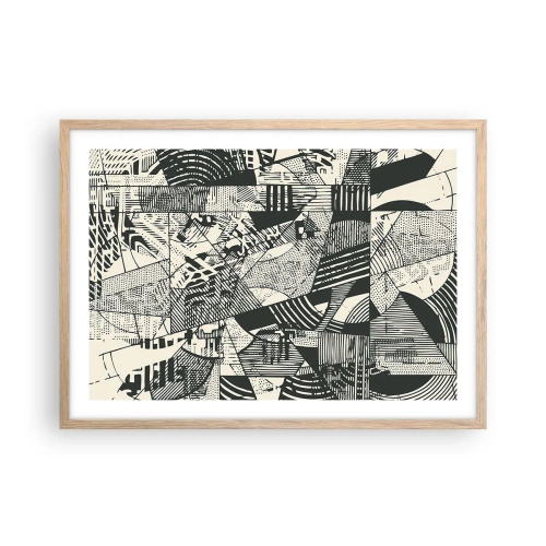 Plakat i ramme af lyst egetræ - Nutidens dynamik - 70x50 cm