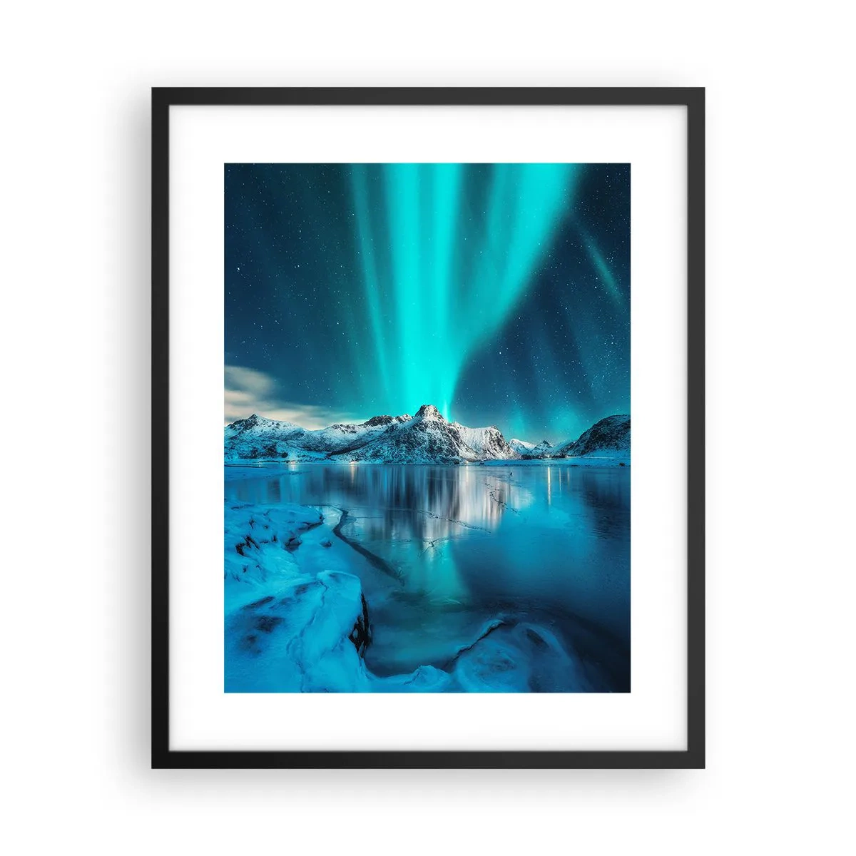 Plakat i sort ramme - Nat med lys - 40x50 cm
