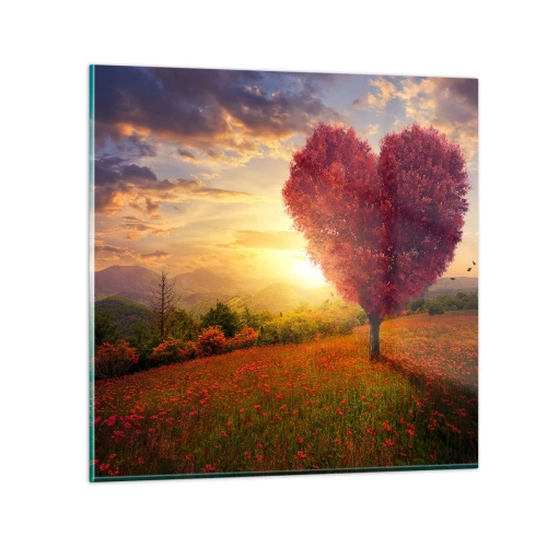 Billede på glas - Det griber om hjertet - 60x60 cm