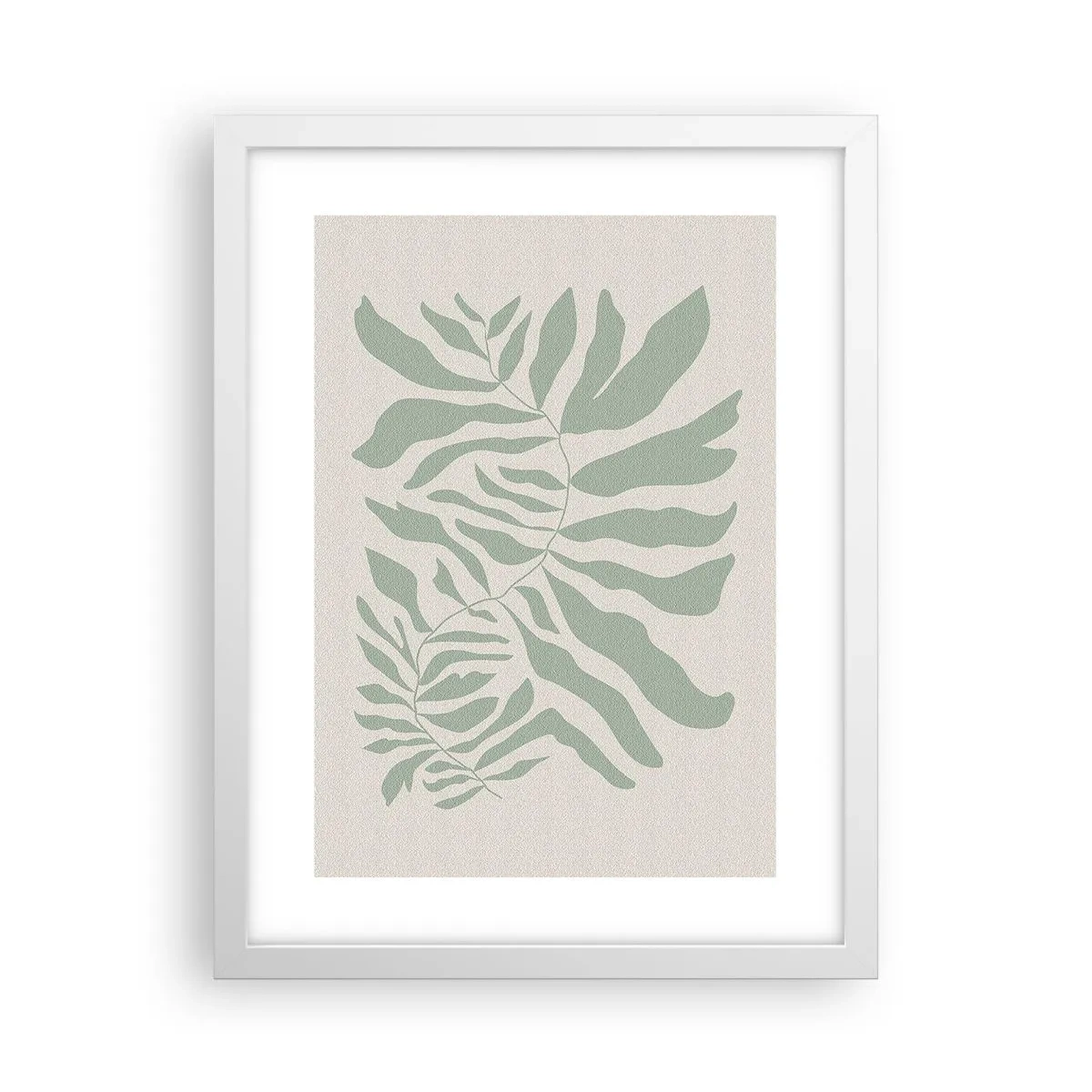 Plakat i hvid ramme - Smaragdgrøn gren - 30x40 cm