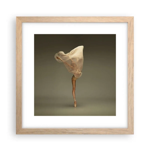 Plakat i ramme af lyst egetræ - Den er ved at flyve - 30x30 cm