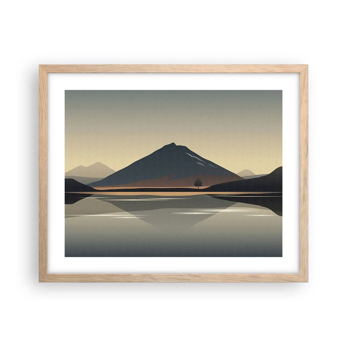 Plakat i ramme af lyst egetræ - Spejlrefleksion - 50x40 cm