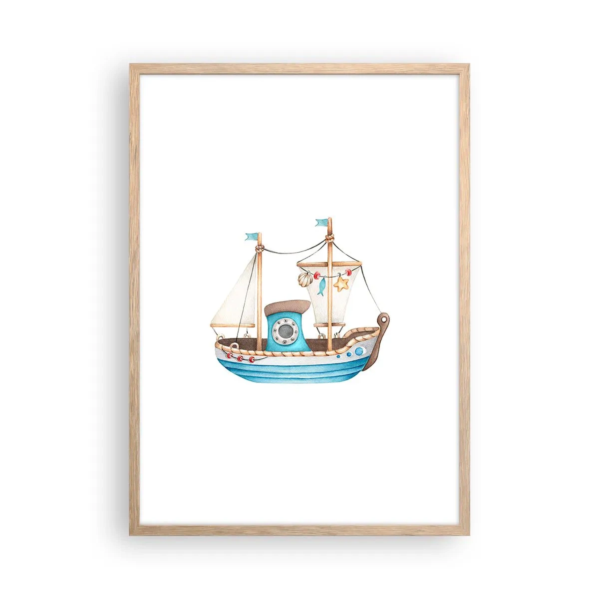 Plakat i ramme af lyst egetræ - Ohøj, eventyr! - 50x70 cm