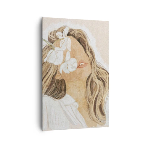 Lærredstryk - Billede på lærred - Blandt blomsterne i jubel - 80x120 cm