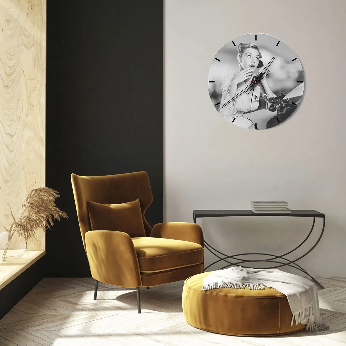 Vægur, Uret - Hej, vi er i 1950'erne. - 40x40 cm