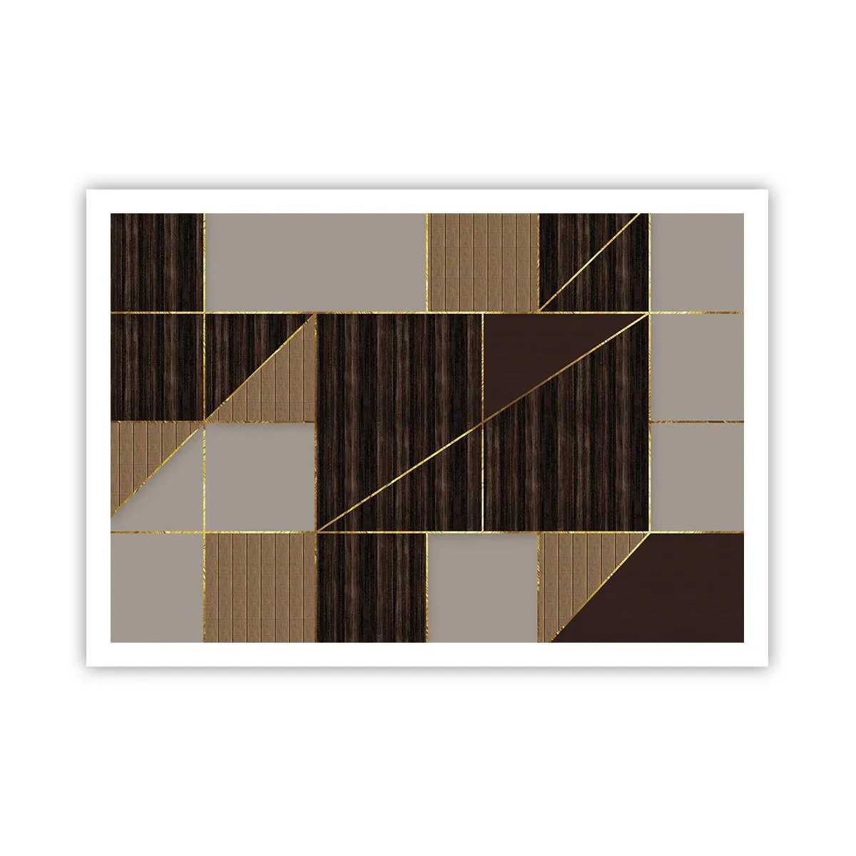 Plakat - En mosaik af brune og gyldne farver - 100x70 cm