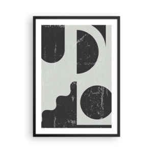 Plakat i sort ramme - Abstrakt geometrisk komposition i sort og grå - 50x70cm - Komposition over og under - Moderne vægdekoration til stue og soveværelse ARTTOR