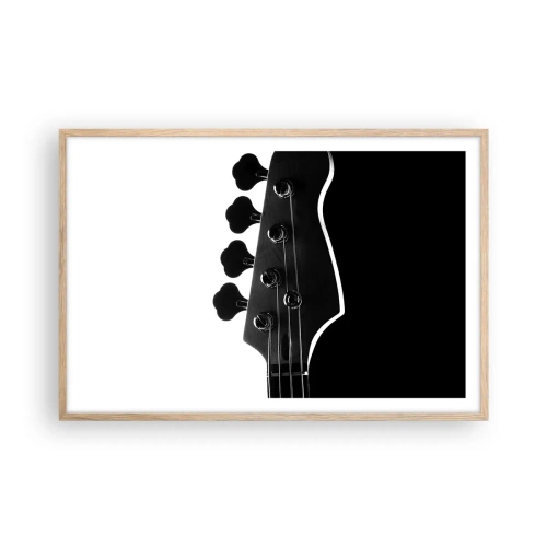 Plakat i ramme af lyst egetræ - Stilhed i klipper  - 91x61 cm