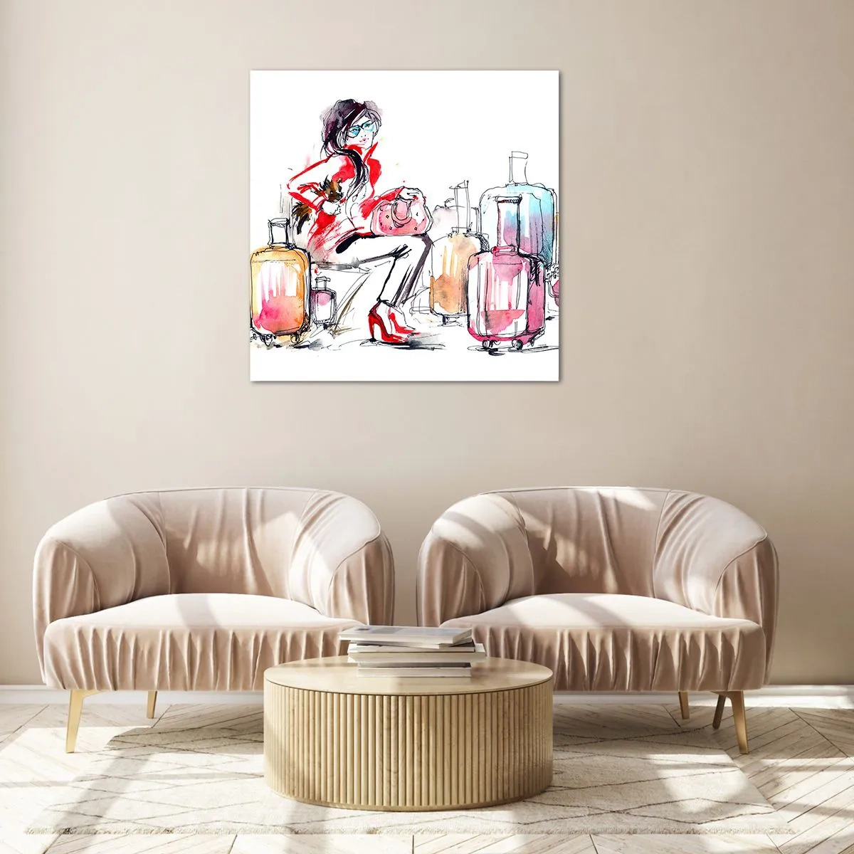 Billede på glas - Lad os sætte os ned, inden vi rejser - 60x60 cm