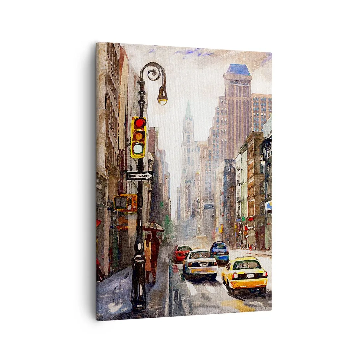 Lærredstryk - Billede på lærred - New York - også farverig i regnvejr - 50x70 cm