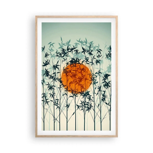 Plakat i ramme af lyst egetræ - Japansk sol - 61x91 cm