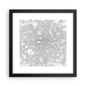 Plakat i sort ramme - Kort over Londons labyrint - 30x30 cm