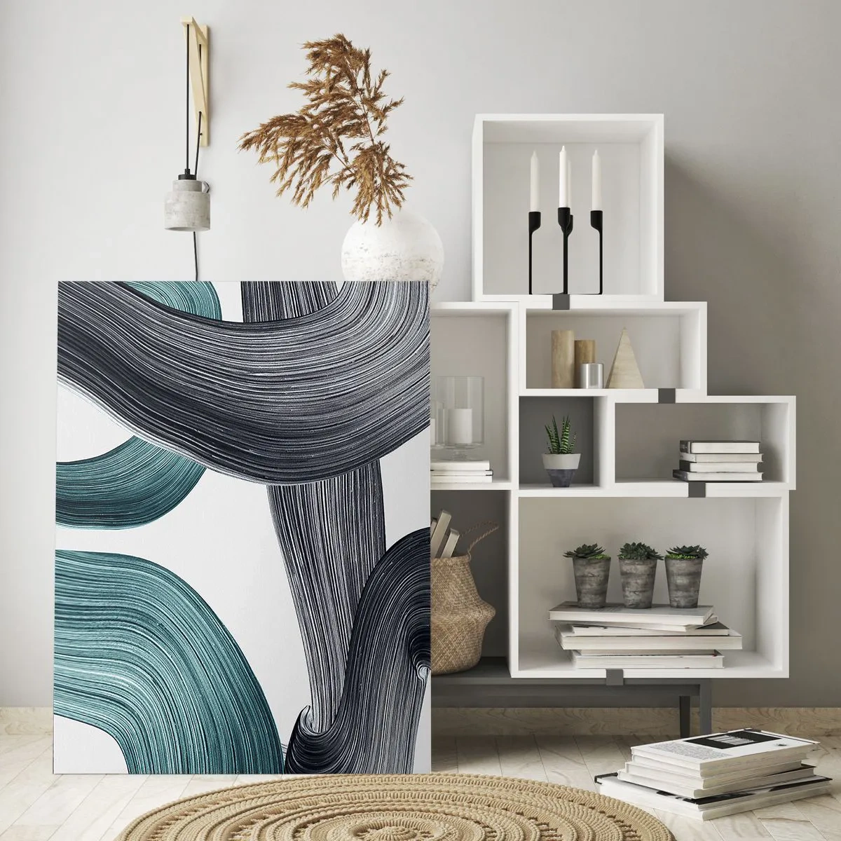 Billede på glas - Smaragdgrønne og sorte stier - 70x100 cm