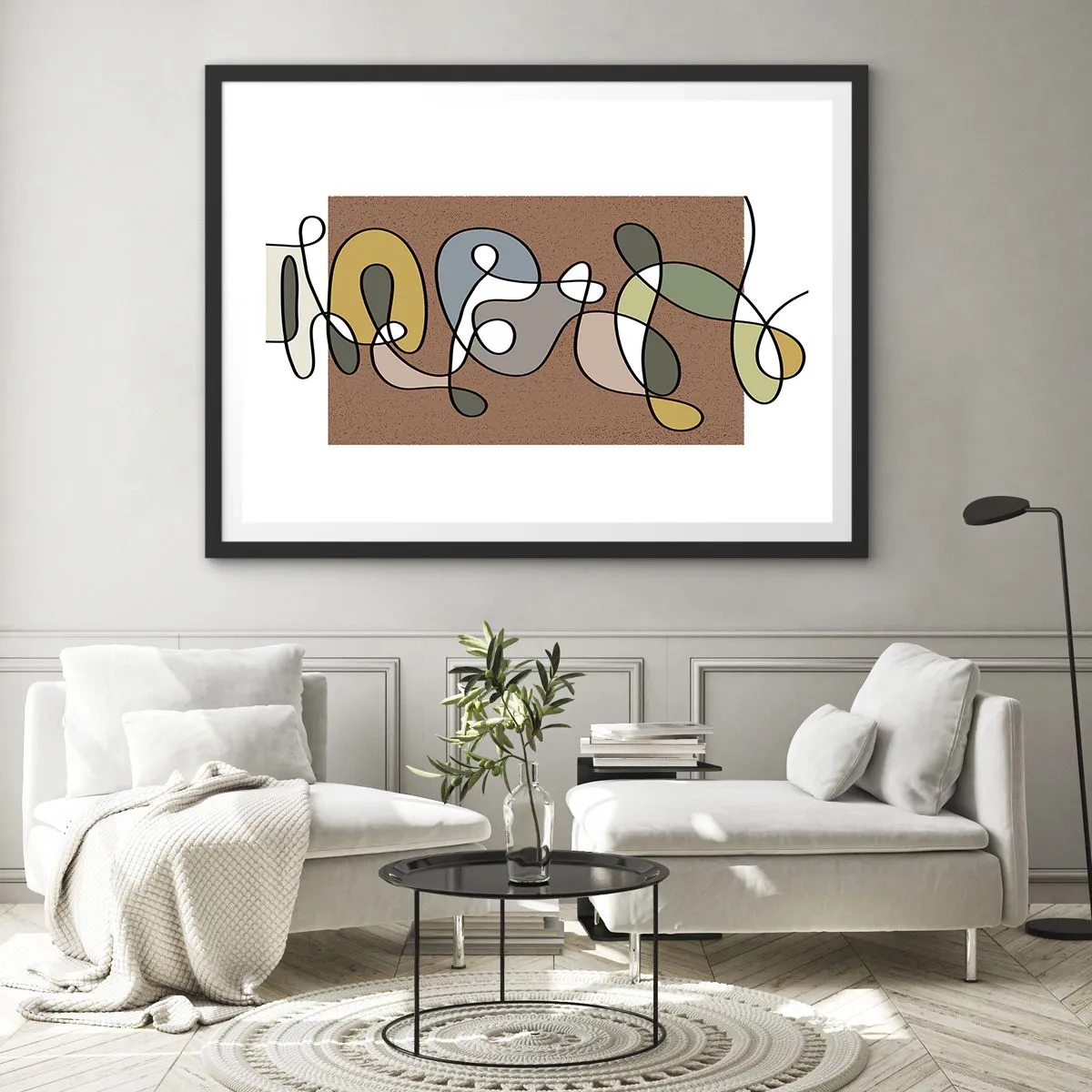 Plakat i sort ramme - En abstraktion, der er værd at smile over - 91x61 cm