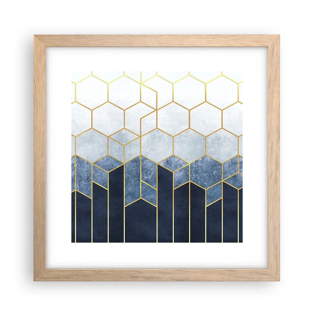 Plakat i ramme af lyst egetræ - Komposition i synkoperet rytme - 30x30 cm