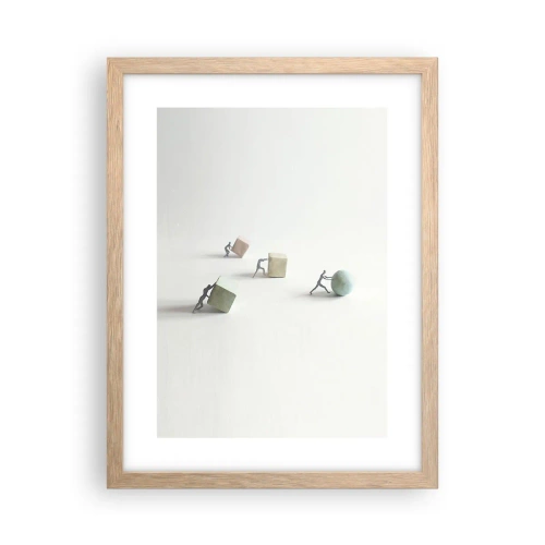 Plakat i ramme af lyst egetræ - Selve livet - 30x40 cm