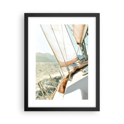 Plakat i sort ramme - Under fulde sejl - 30x40 cm