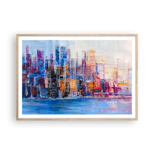 Plakat i ramme af lyst egetræ - En glad metropol - 100x70 cm