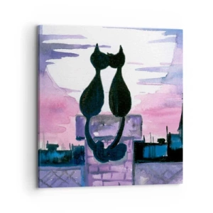 Lærredstryk - Billede på lærred - Rendez-vous under månen - 70x70 cm