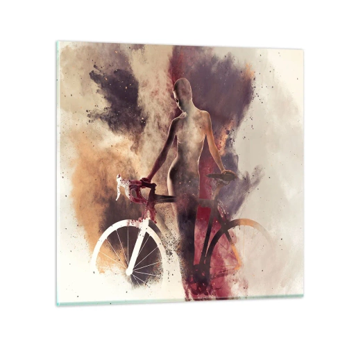 Billede på glas - I marmor former den cyklende sjæl - 30x30 cm