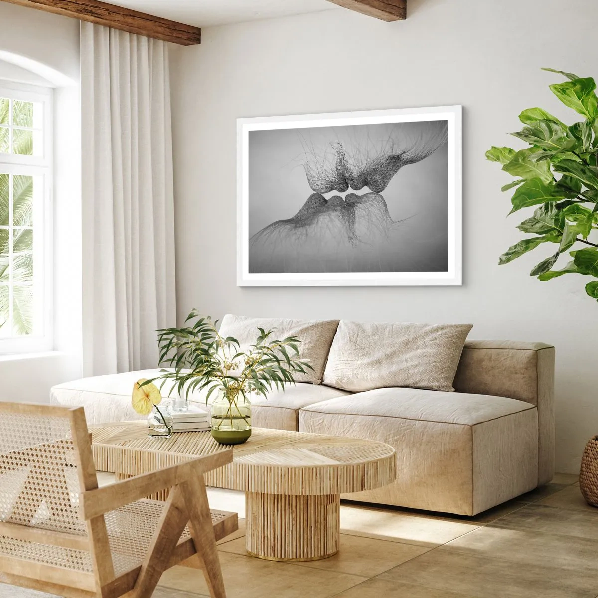 Plakat i hvid ramme - Vindens kys - 50x40 cm