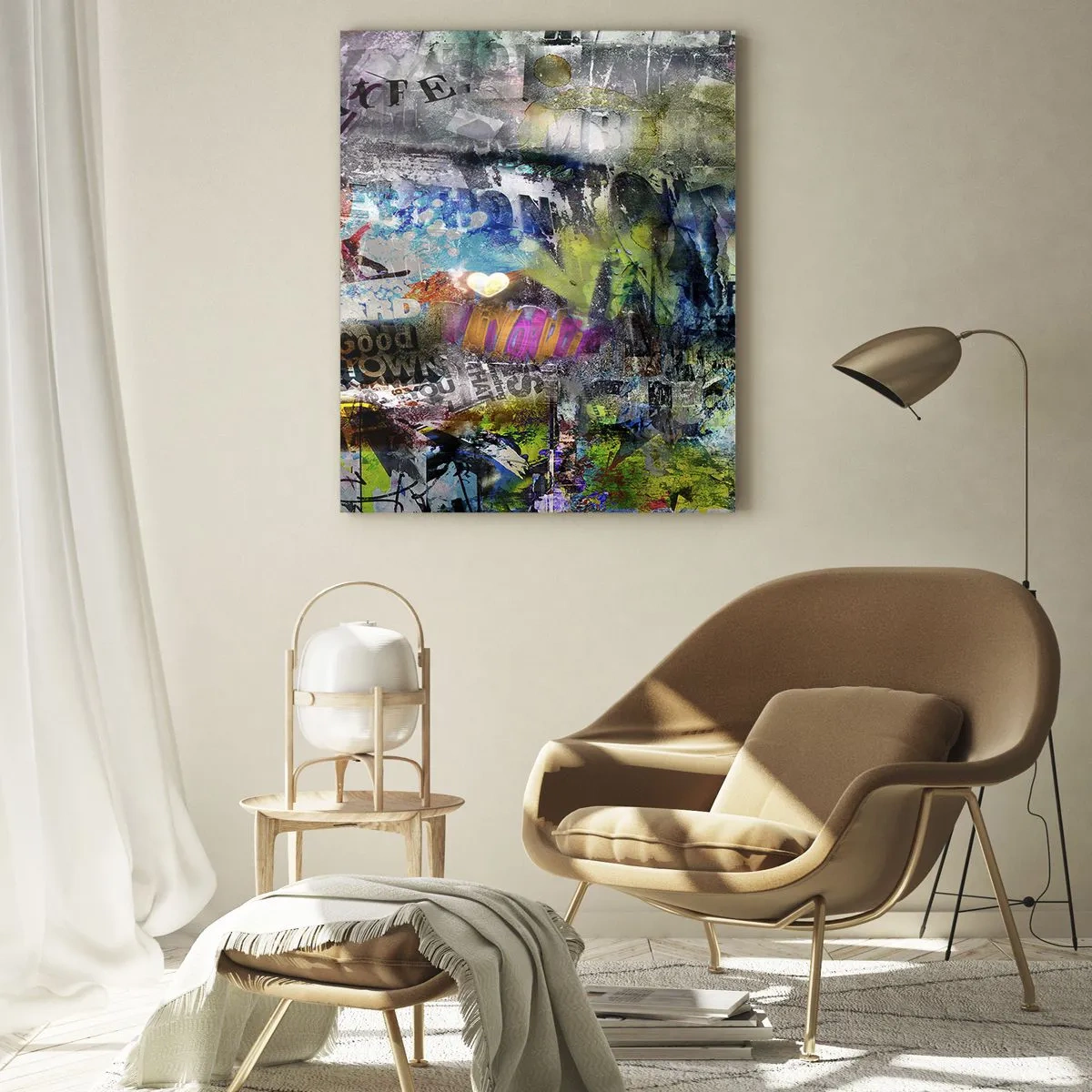 Billede på glas - En collage af minder - 50x70 cm